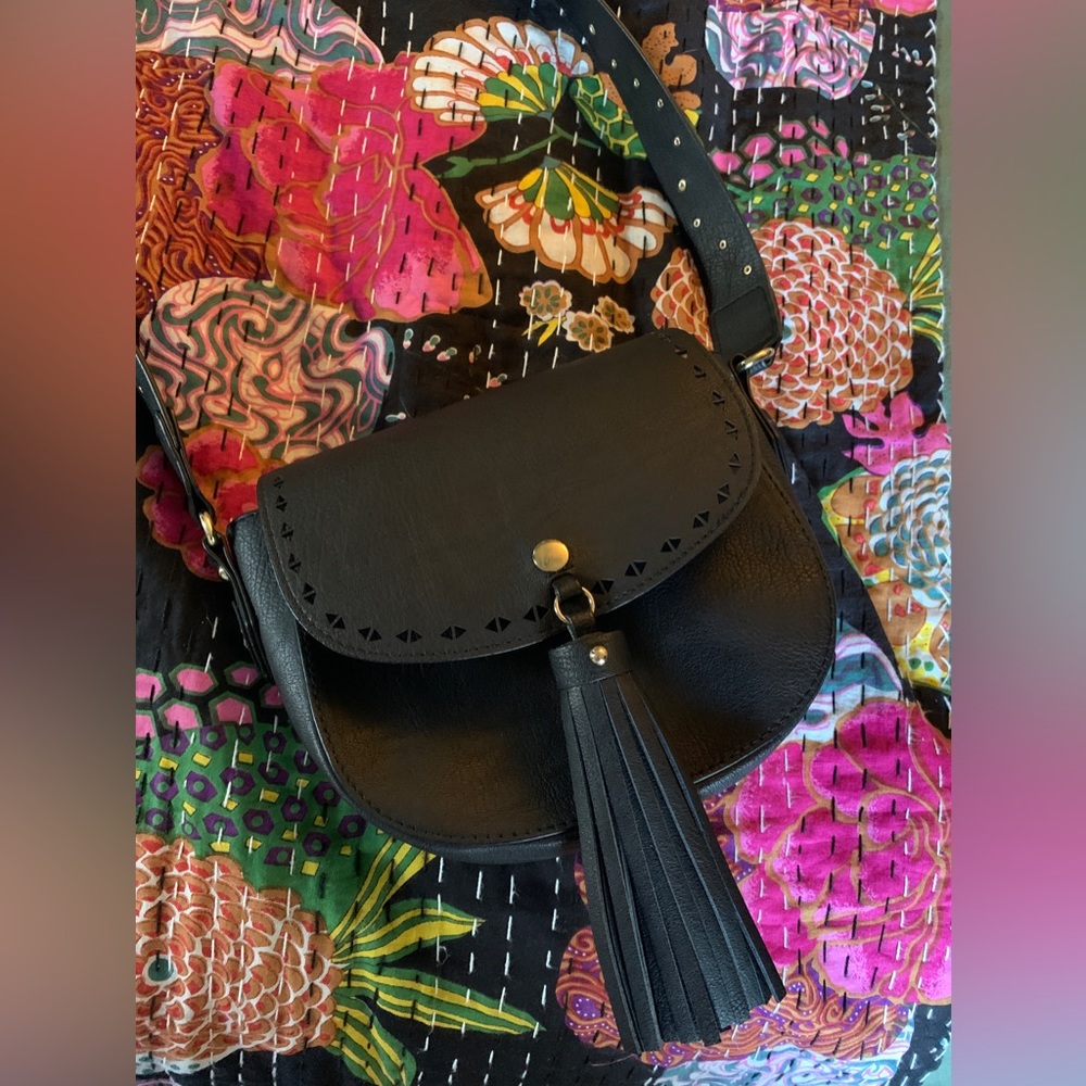 NEW Small Black Cross Body Purse With Gold Hardware